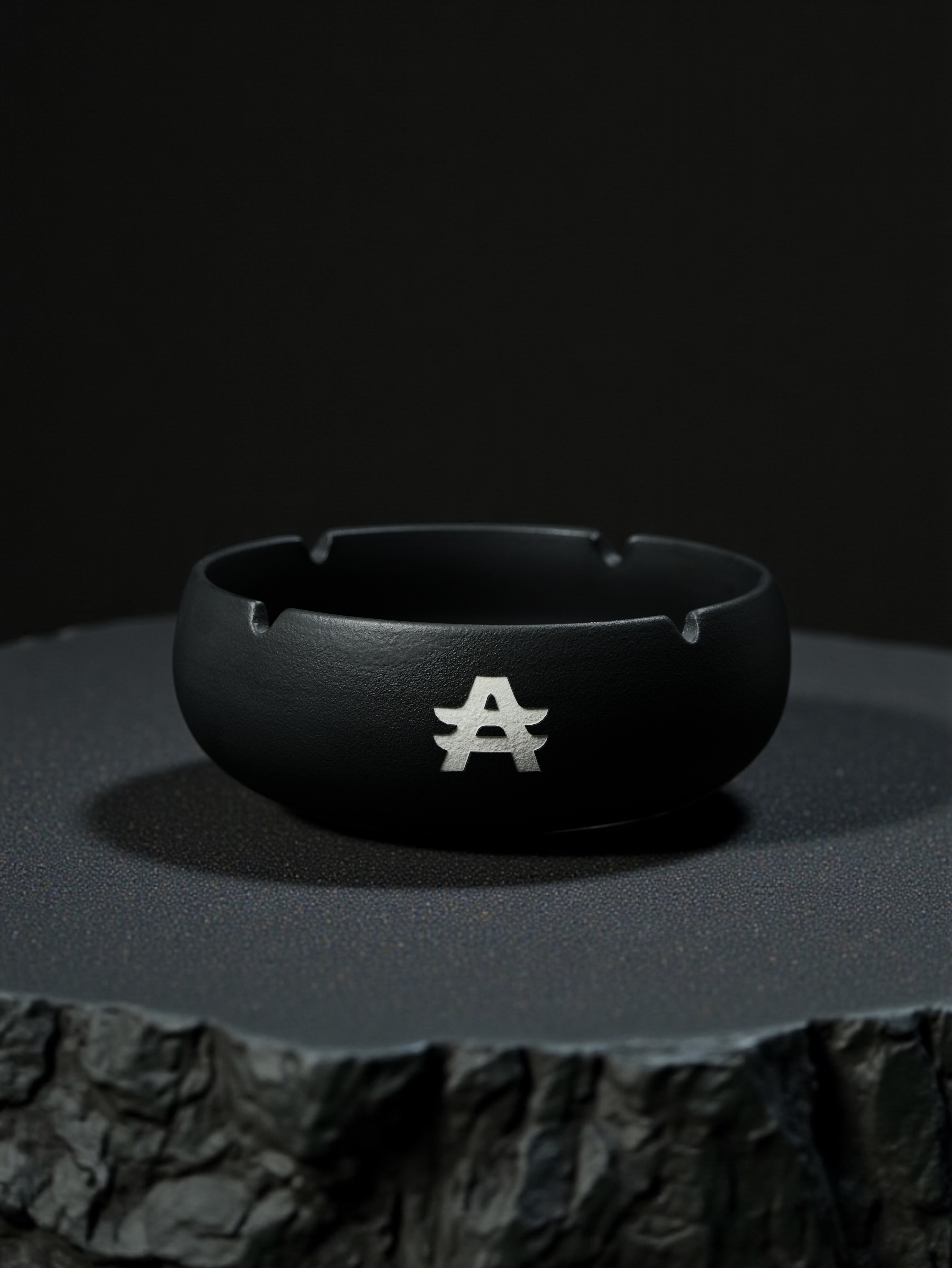 AIP BLACK CERAMIC ASHTRAY